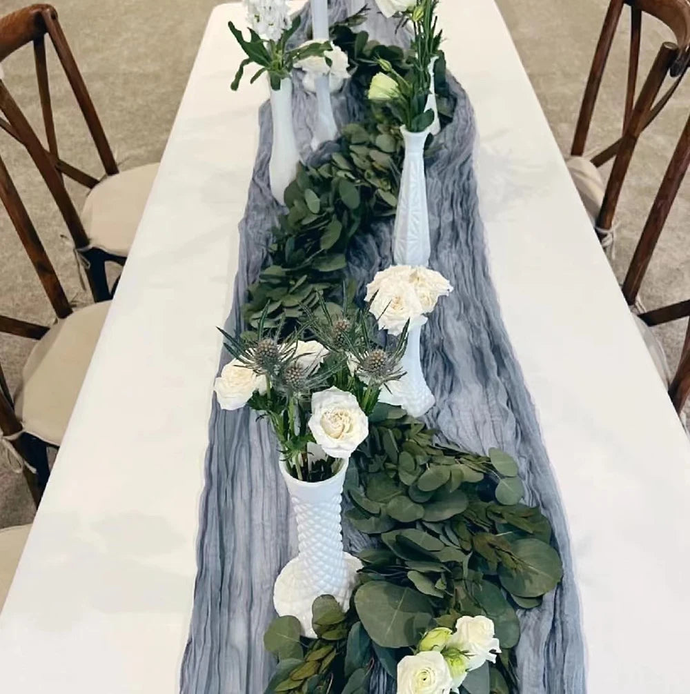 Beige Table Runner Gauze Cheesecloth