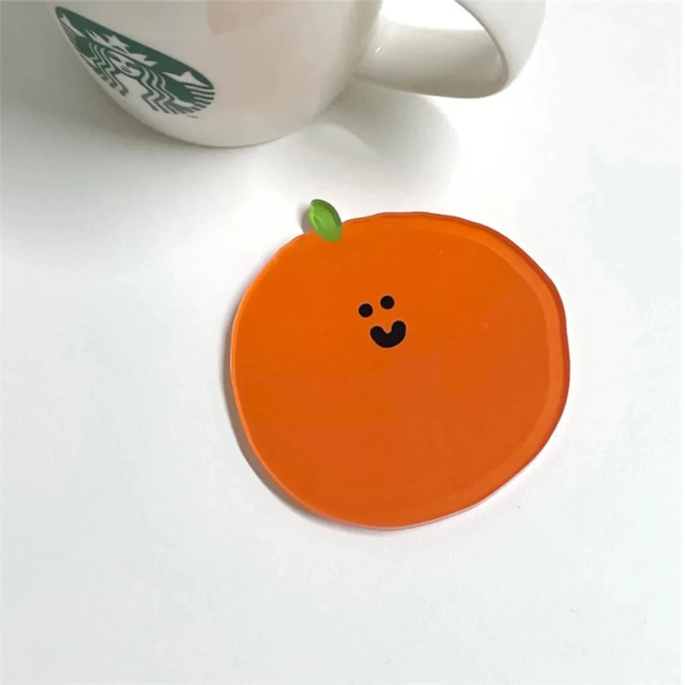 Cute Smiley Cartoon Acrylic Coaster Cup Mat Pad Mug Holder Mat Coffee Drinks Placemats Heat-resistant Bowl Pad