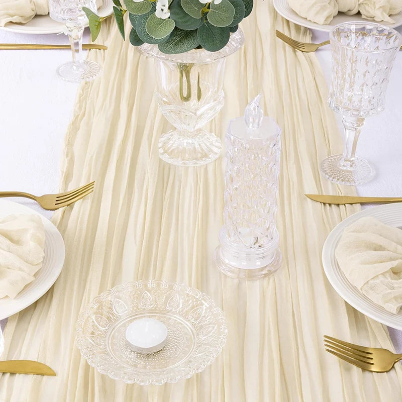 Beige Table Runner Gauze Cheesecloth
