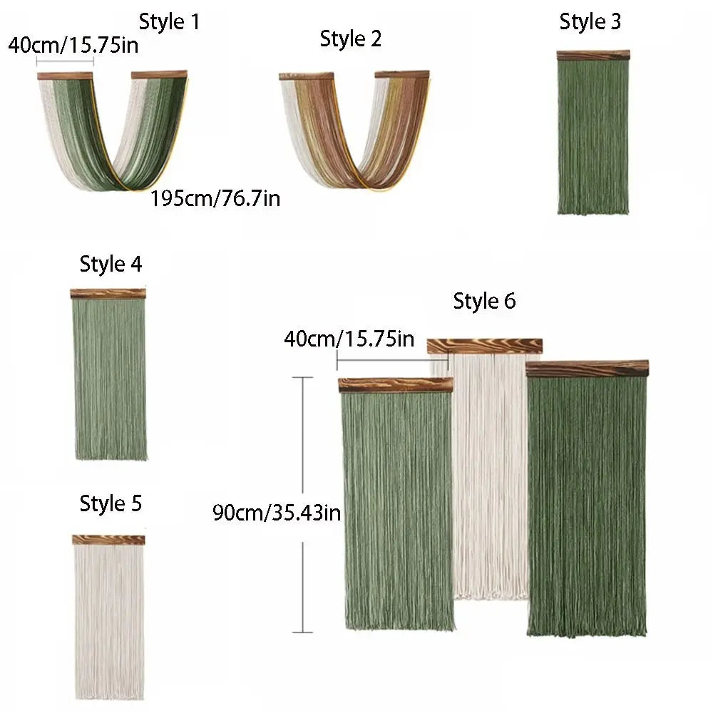 Boho Decor Wooden Wall Hanging Tapestry Tassel Hand-Woven Curtain Tapestry Aesthetic Cotton Rope Tapestry Apartment