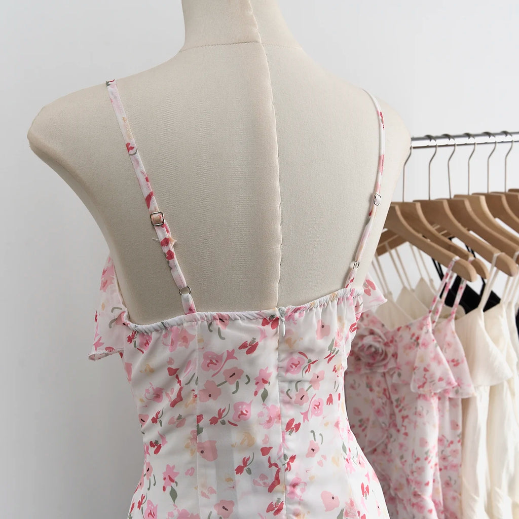 Summer Women Aesthetic Camisole Crop Top Ruffles Irregular Halter Tops Y2k Streetwear Coquette 2000s Aesthetic Vintage Design