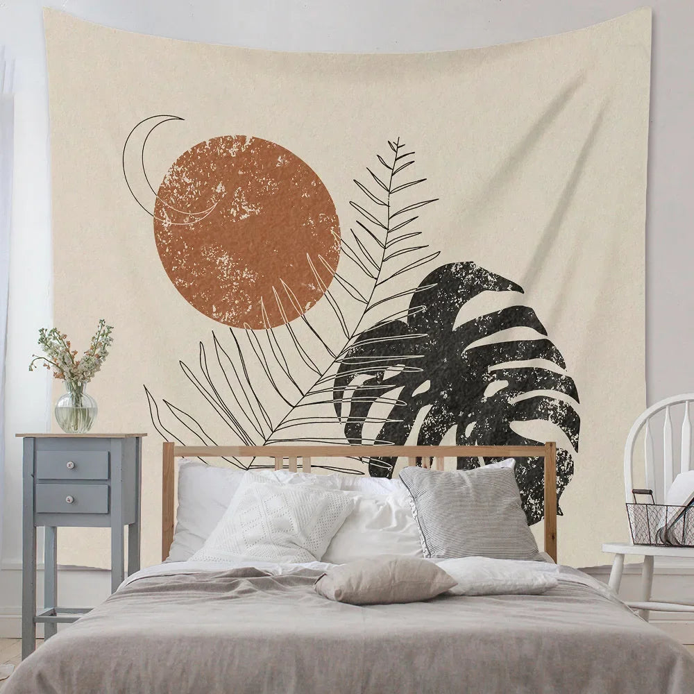 Boho Background Illustration Mural Decor Geometric Tapestry Wall Hanging Bedroom Aesthetic  Blanket