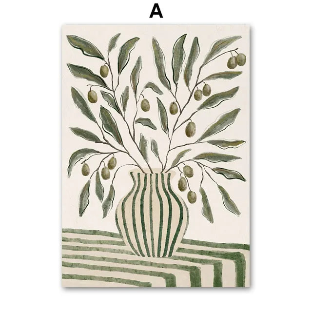 Cocktail Vase Leaves Flower Wall Art