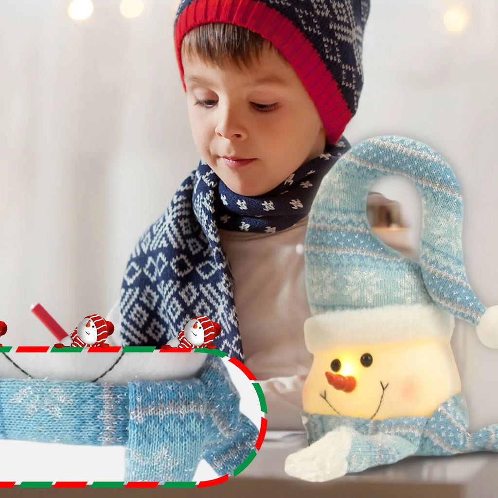 Christmas Lighted Blue Snowman Ornament Glowing Snowman Ocean Style Creative Christmas Gifts Home Door Hanging Decoration