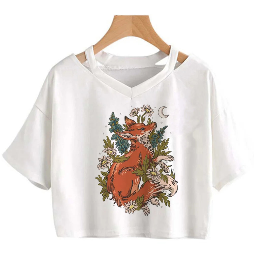 Goblincore 2000s aesthetic graphic  crop top Woman cute 2000s aesthetic manga t-shirts tee