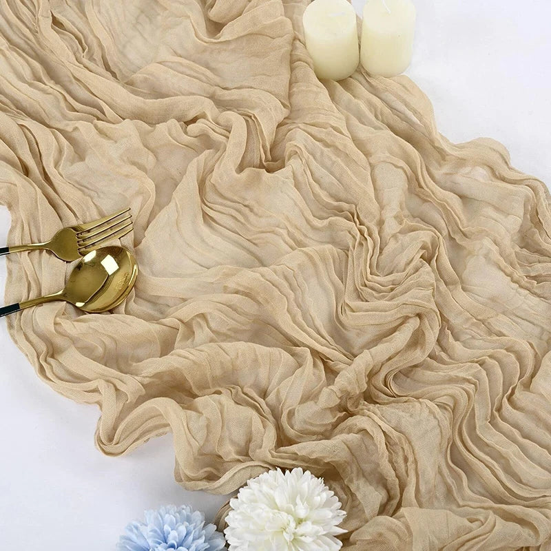 Beige Table Runner Gauze Cheesecloth