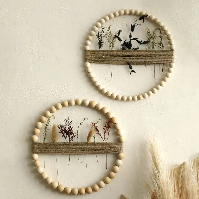 Wood Bead Door Wreath Elegant Wall Ornaments