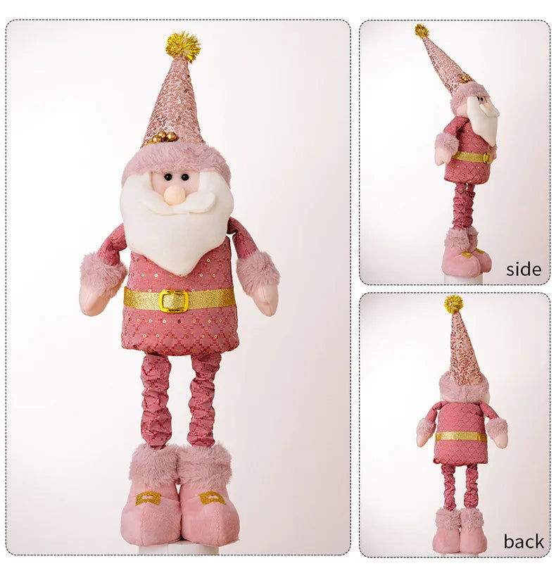 hristmas Decoration Pink Telescopic Doll Santa Claus Snowman Elk Various Standing Positions Holiday Atmosphere Christmas Gift