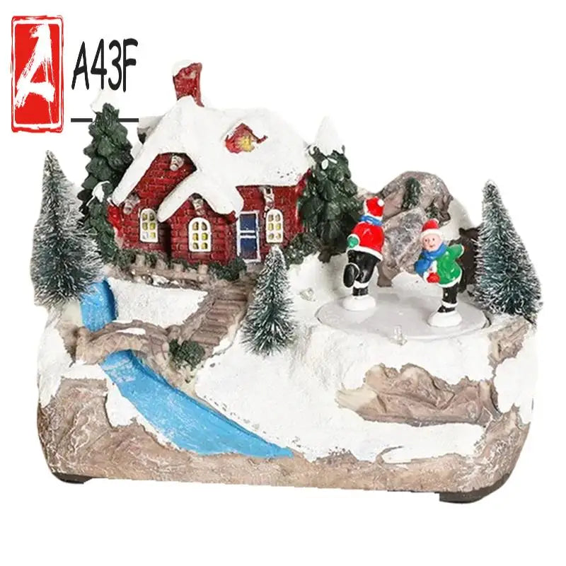 A43F-Christmas Rotating Music Statue Christmas Home Decoration Desktop Ornaments Holiday Gift