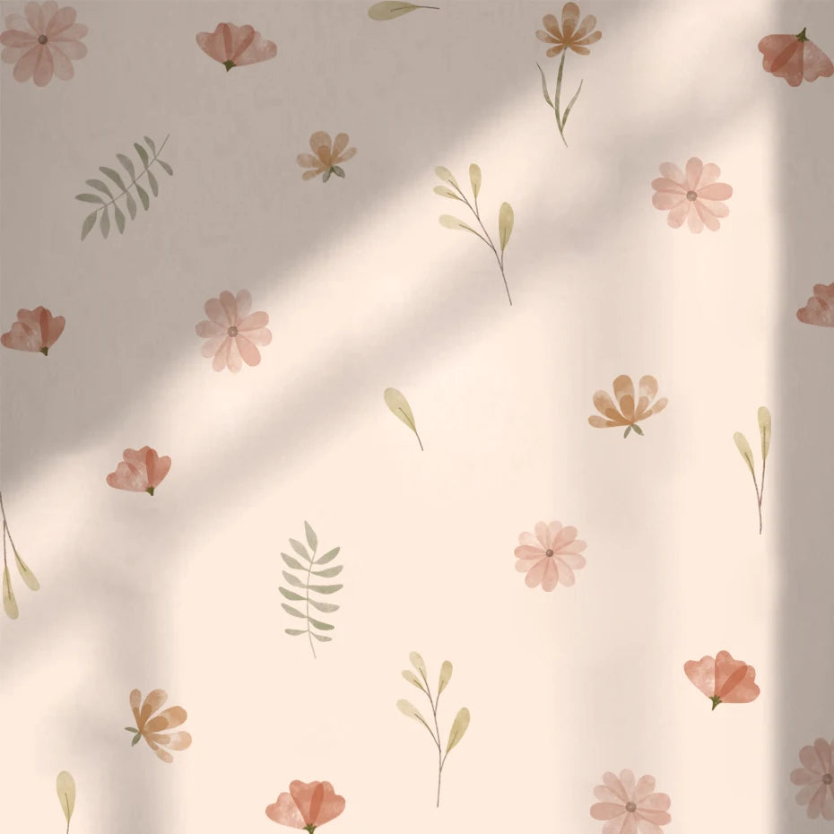 Boho Style Flowers Leaves Watercolor Wall Sticker