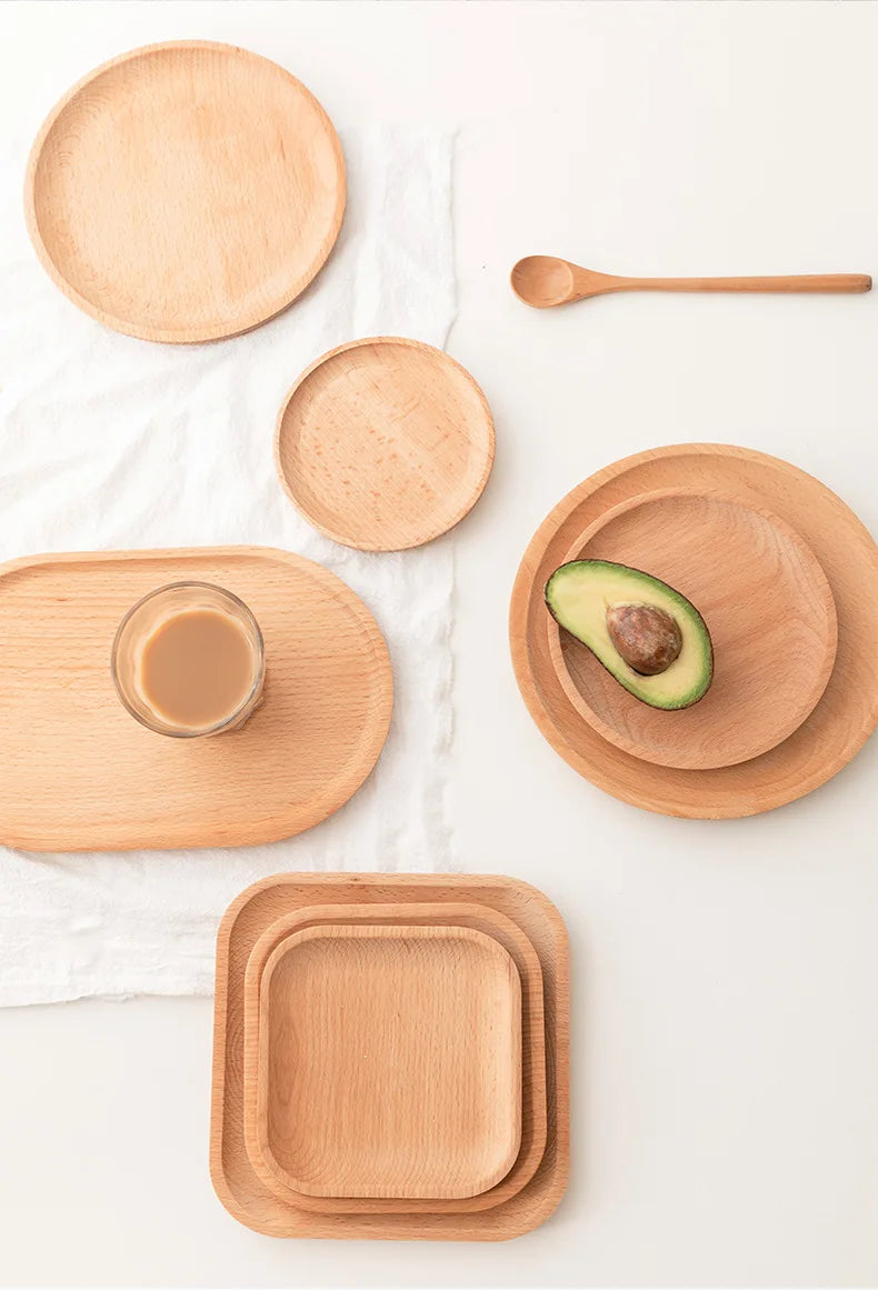 Oval wooden plate trays