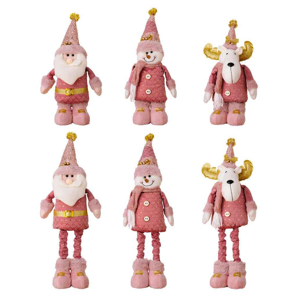 hristmas Decoration Pink Telescopic Doll Santa Claus Snowman Elk Various Standing Positions Holiday Atmosphere Christmas Gift