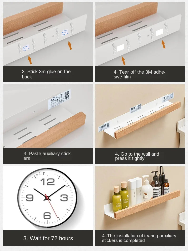 Beech wood bathroom storage rack