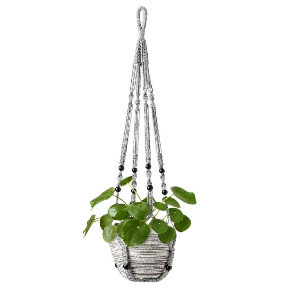 Boho Cotton Rope Hanger Flower Pot Handmade 4 Legs Plant Hanger Creativity Hollowed-out Design Tassel Hanging Basket Outdoor