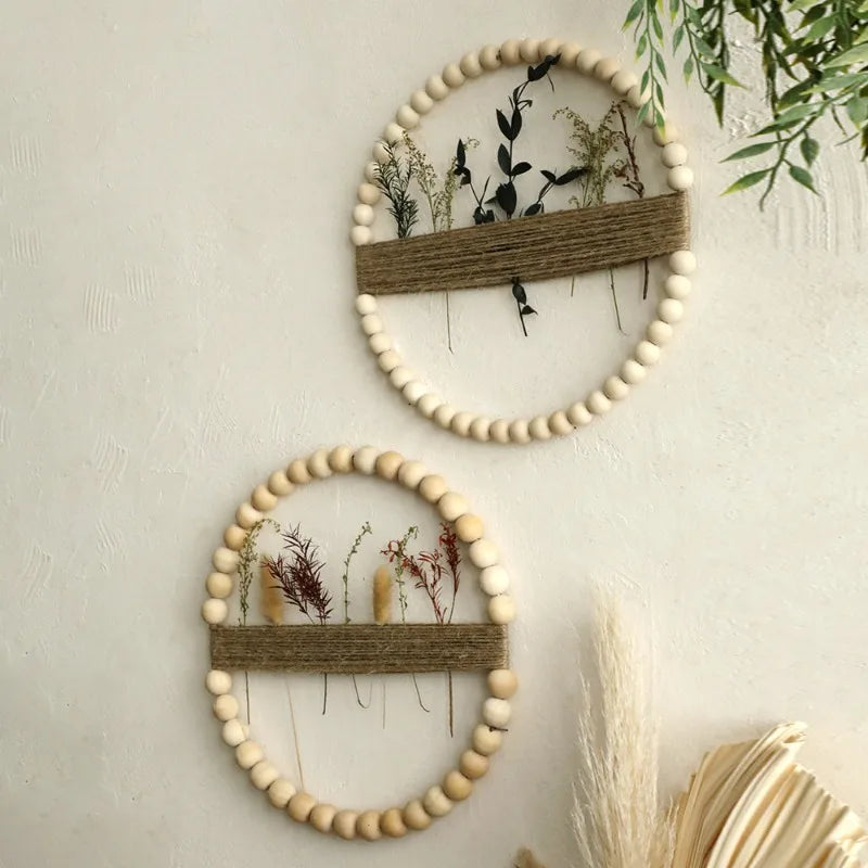 Wood Bead Door Wreath Elegant Wall Ornaments