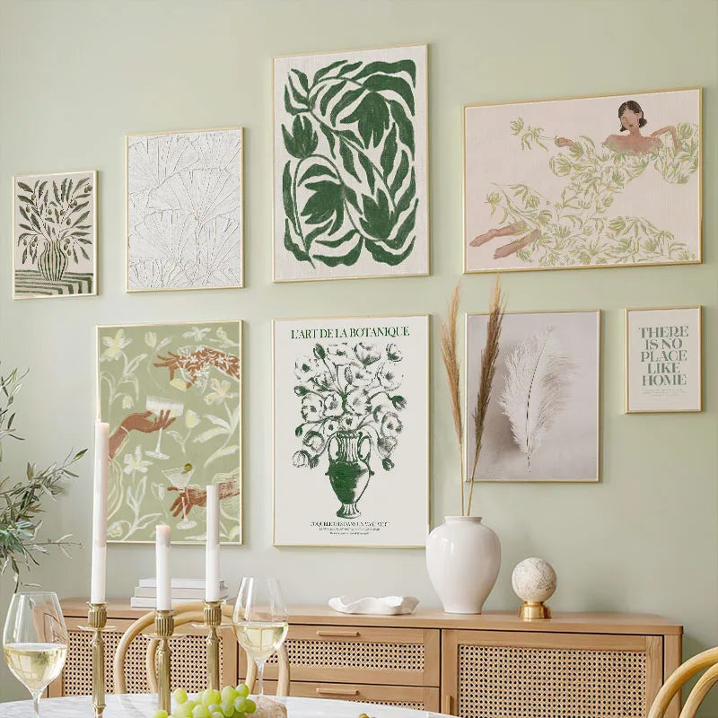 Cocktail Vase Leaves Flower Wall Art