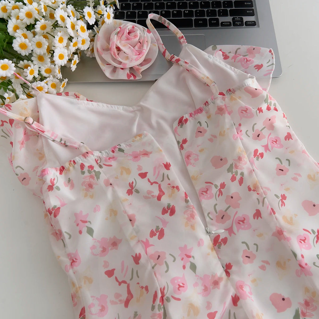 Summer Women Aesthetic Camisole Crop Top Ruffles Irregular Halter Tops Y2k Streetwear Coquette 2000s Aesthetic Vintage Design