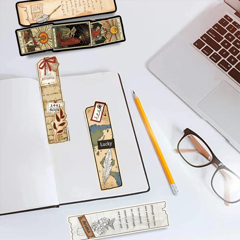30PCS Vintage Reading Theme Bookmark Posters Cartoon Laptop Gifts Scrapbooking Aesthetic Journal Aesthetic Decorative Bookmark