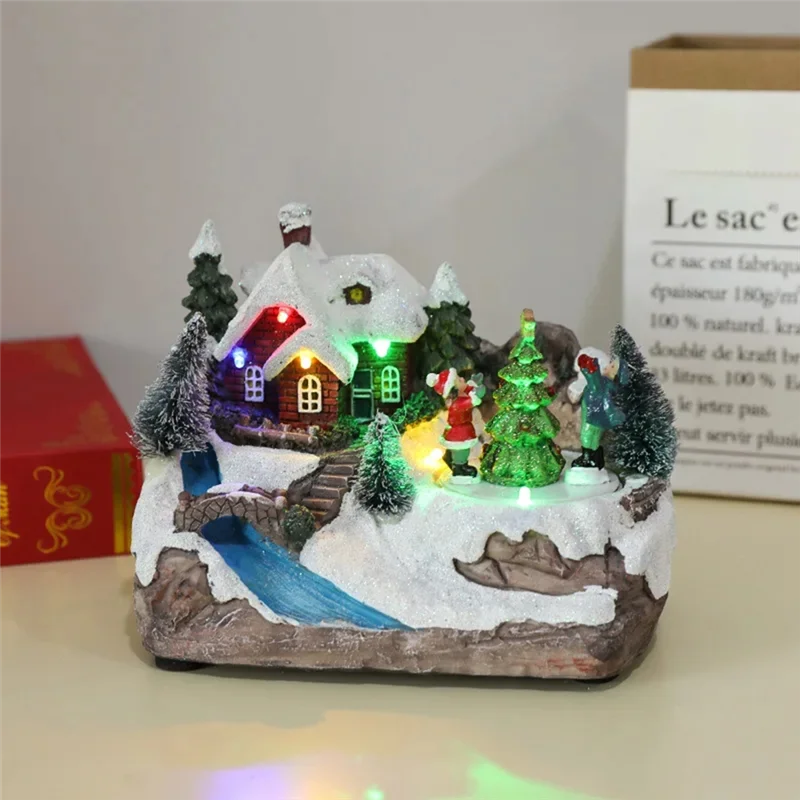 A43F-Christmas Rotating Music Statue Christmas Home Decoration Desktop Ornaments Holiday Gift