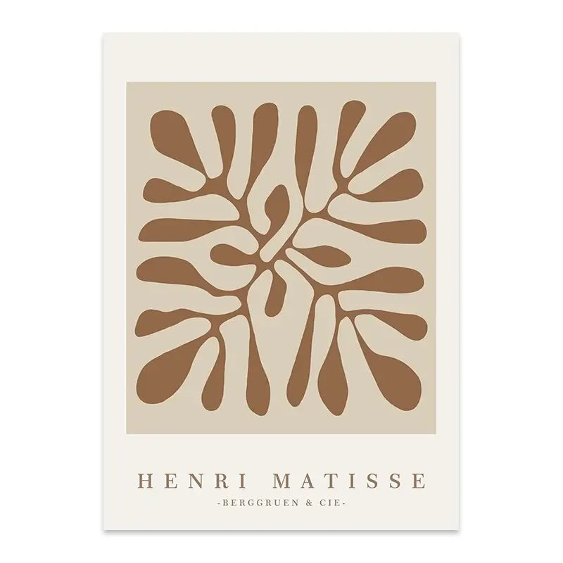 Boho Abstract Matisse Beige White Line Wall Art Poster  Minimalist Canvas Paintings Print Picture for Living Room Interior Ho