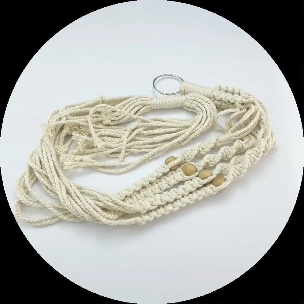 Boho Cotton Rope Hanger Flower Pot Handmade 4 Legs Plant Hanger Creativity Hollowed-out Design Tassel Hanging Basket Outdoor
