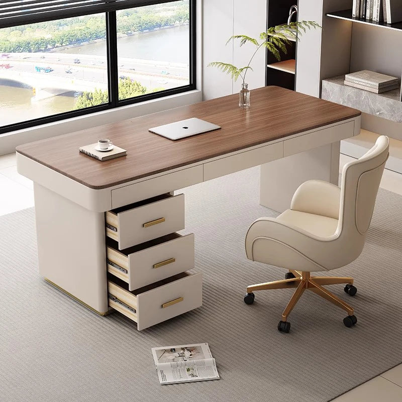 Walnut-colored Wood High-end Home Study Computer