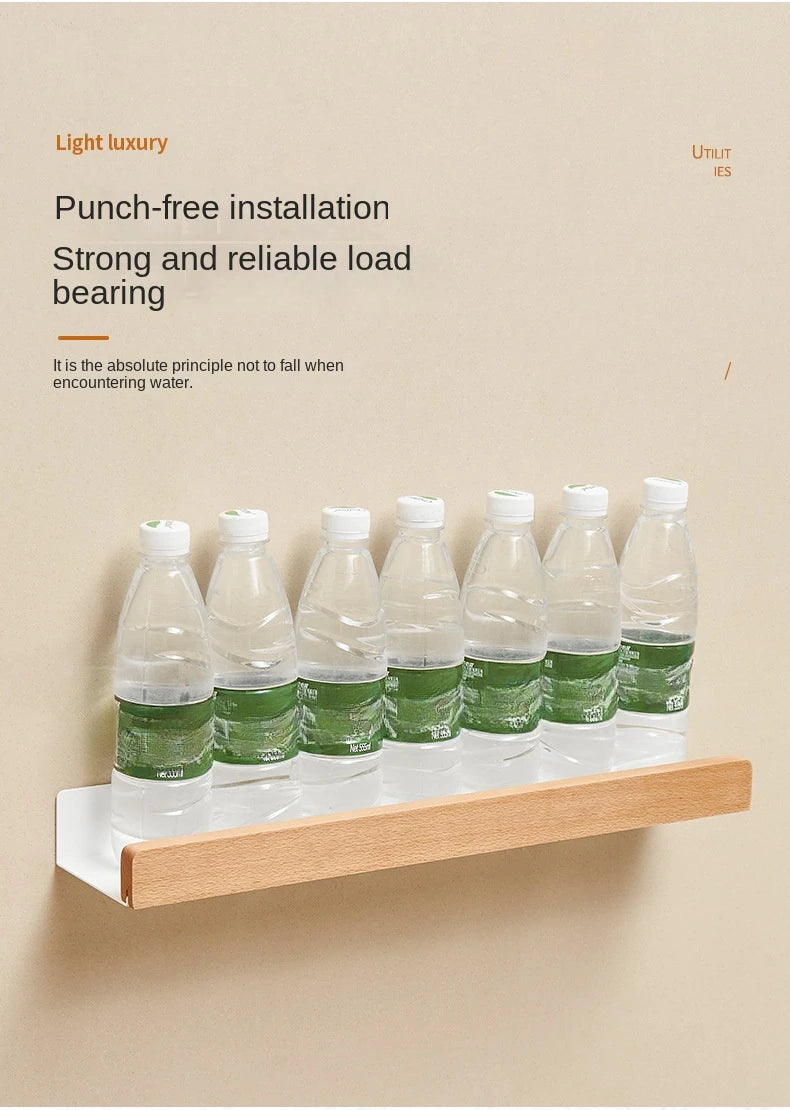 Beech wood bathroom storage rack