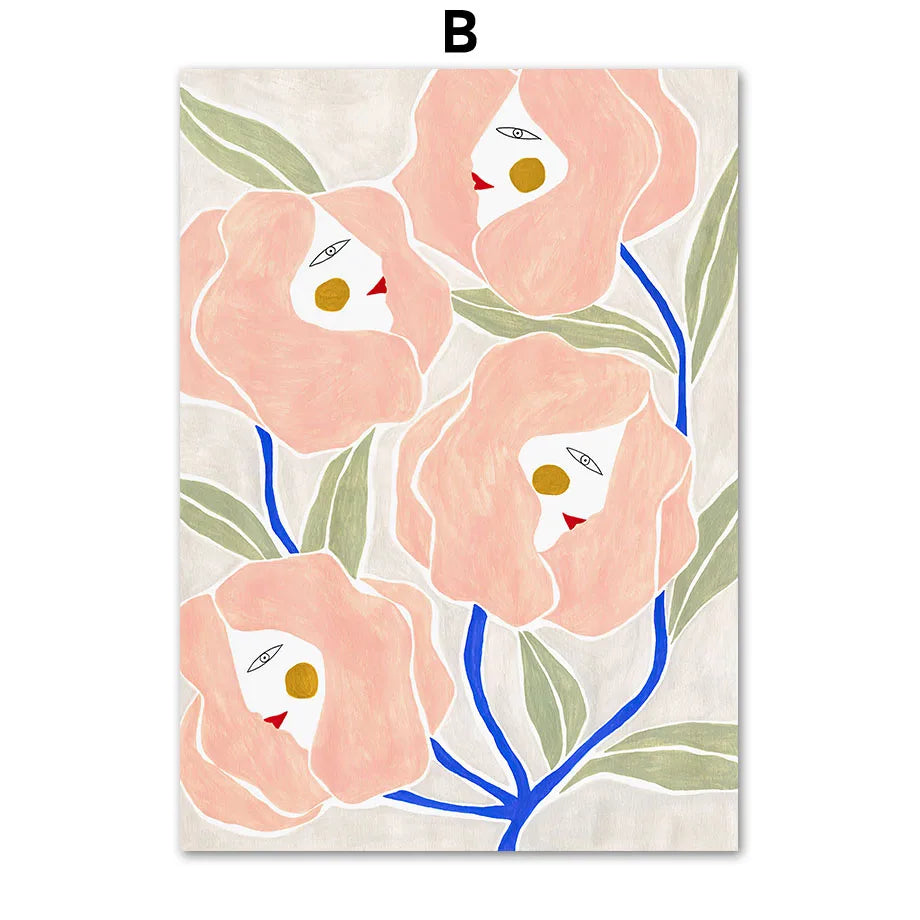 Boho Woman Flower Mountain Fruit Botanical Floral Wall Art Canvas Painting Posters And Prints Pictures For Living Room Decor