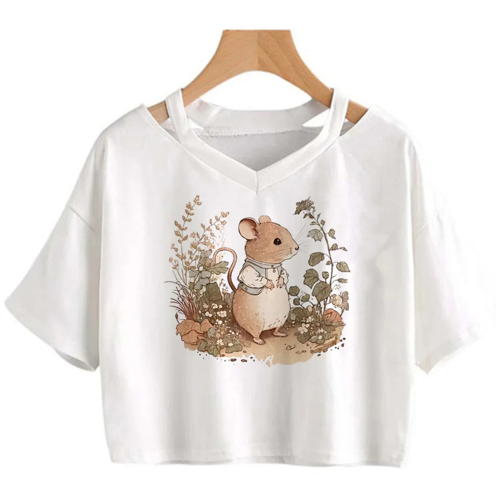 Goblincore 2000s aesthetic graphic  crop top Woman cute 2000s aesthetic manga t-shirts tee