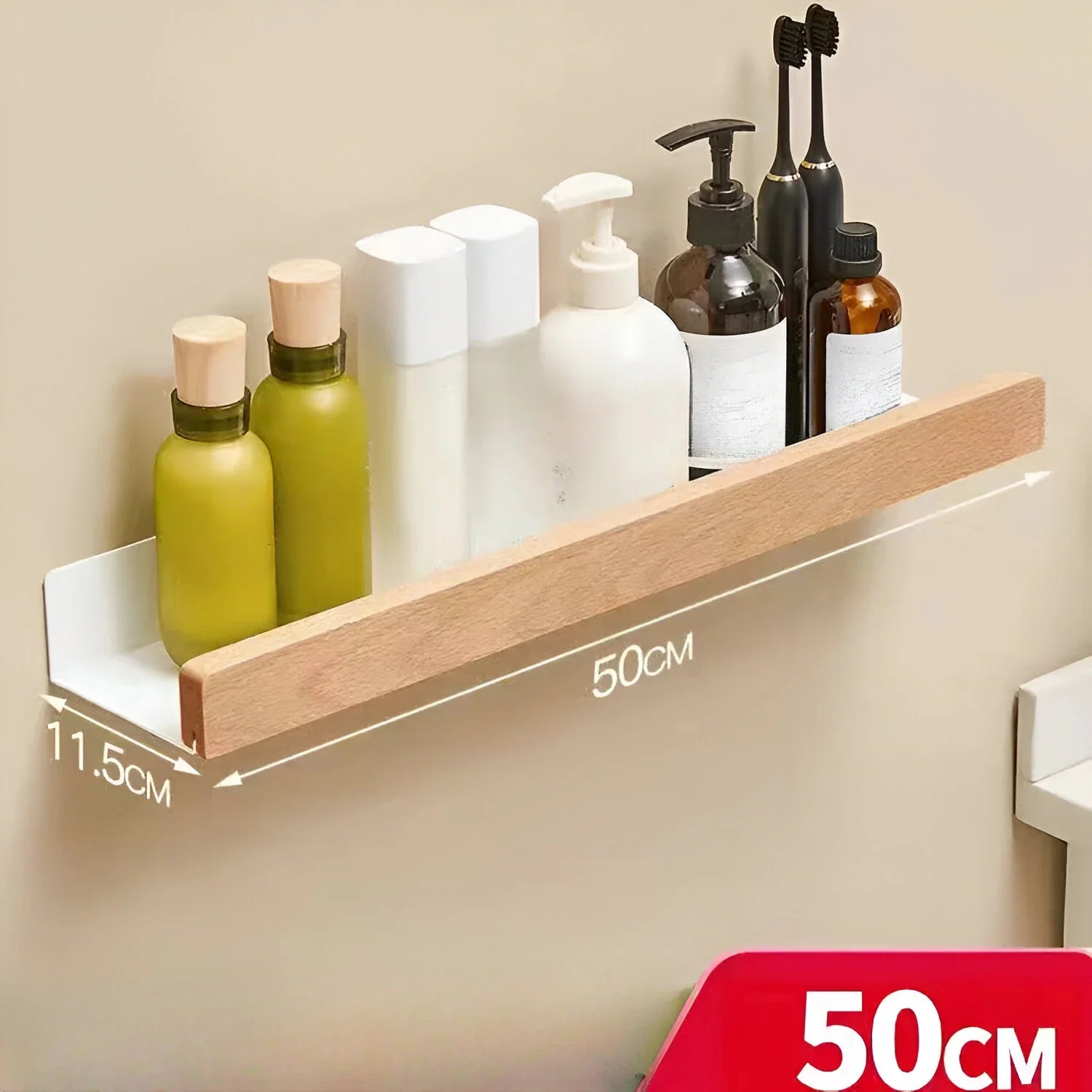 Beech wood bathroom storage rack