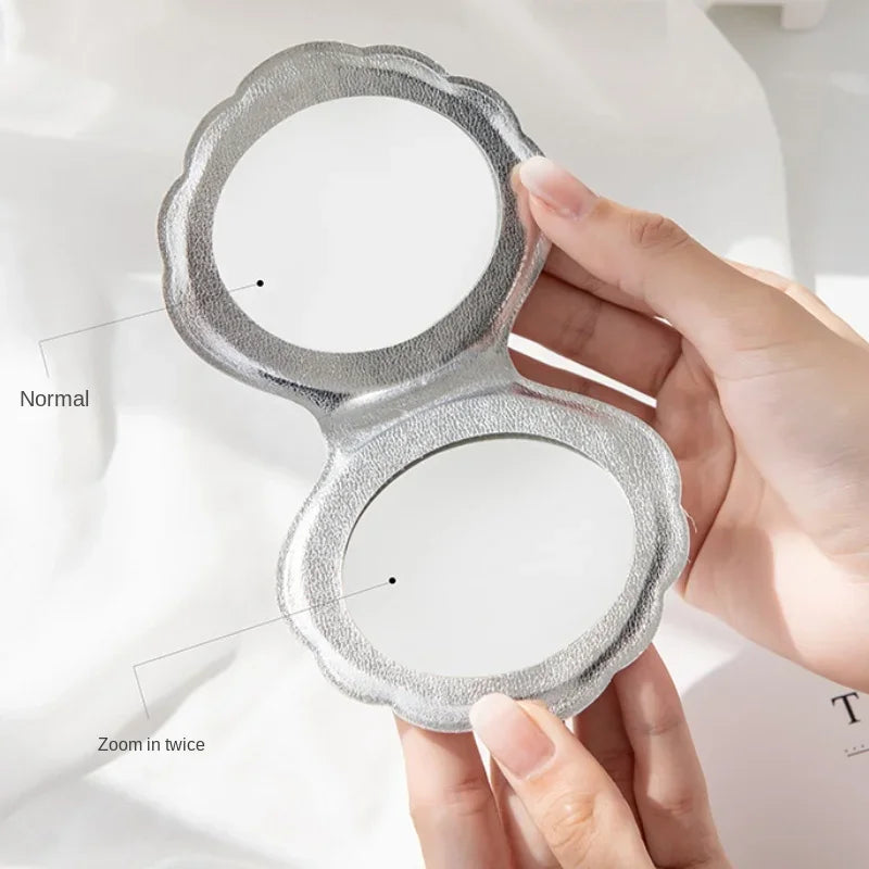 Dream Laser Color Shell Shape Makeup Mirror 2X Magnifying Mirror Portable Double-sided Folding Pocket Kawaii Makeup Accessories