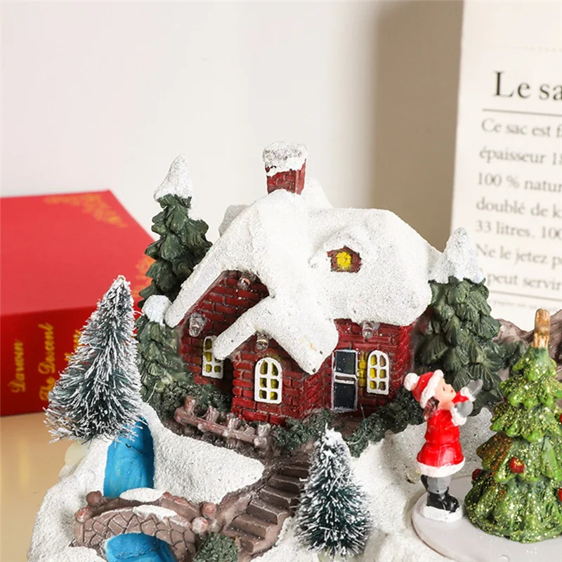 A43F-Christmas Rotating Music Statue Christmas Home Decoration Desktop Ornaments Holiday Gift