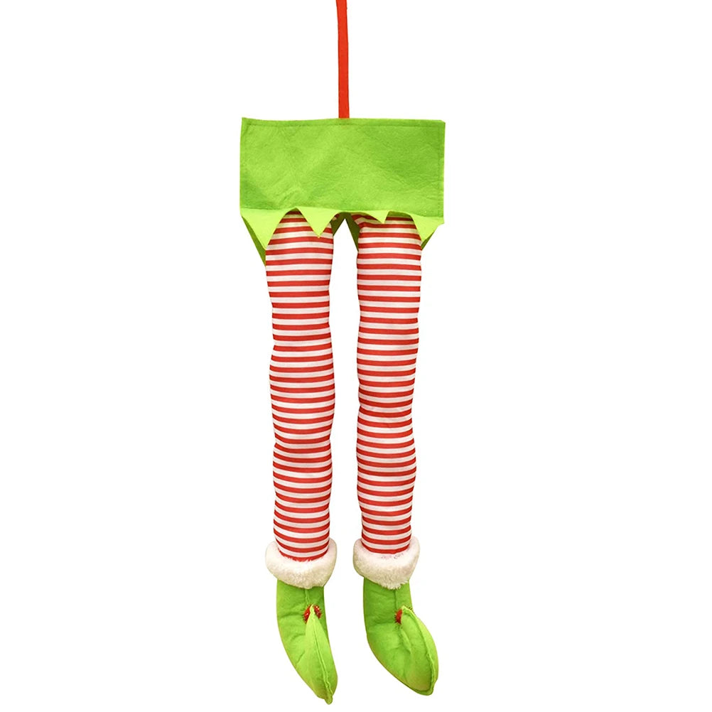Christmas Santa Elf Legs Plush Stuffed Feet with Shoes Christmas Tree Decorative Ornament Christmas Decoration