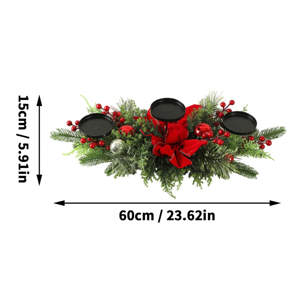 Christmas Three-Legged Candlestick Home Decoration Desktop Candlestick Rattan Garland Decoration Party Matching Small Ornaments