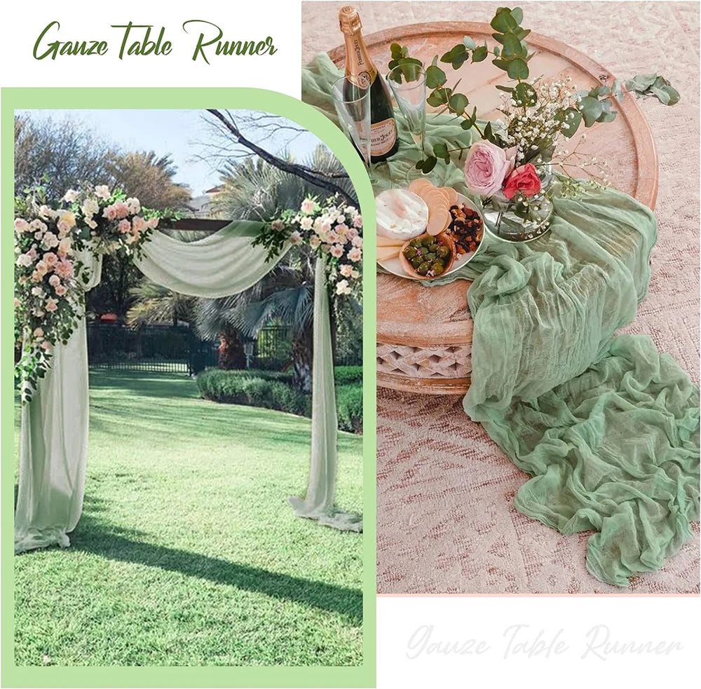Beige Table Runner Gauze Cheesecloth