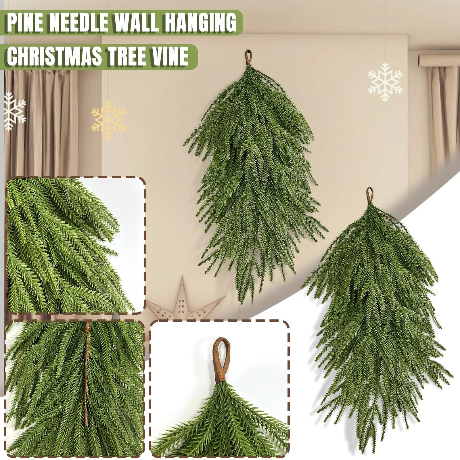 Christmas Norfolk Artificial Christmas Pine Greenery Holiday Door Wreath For Xmas Fireplace Indoor Outdoor Decor 64cm