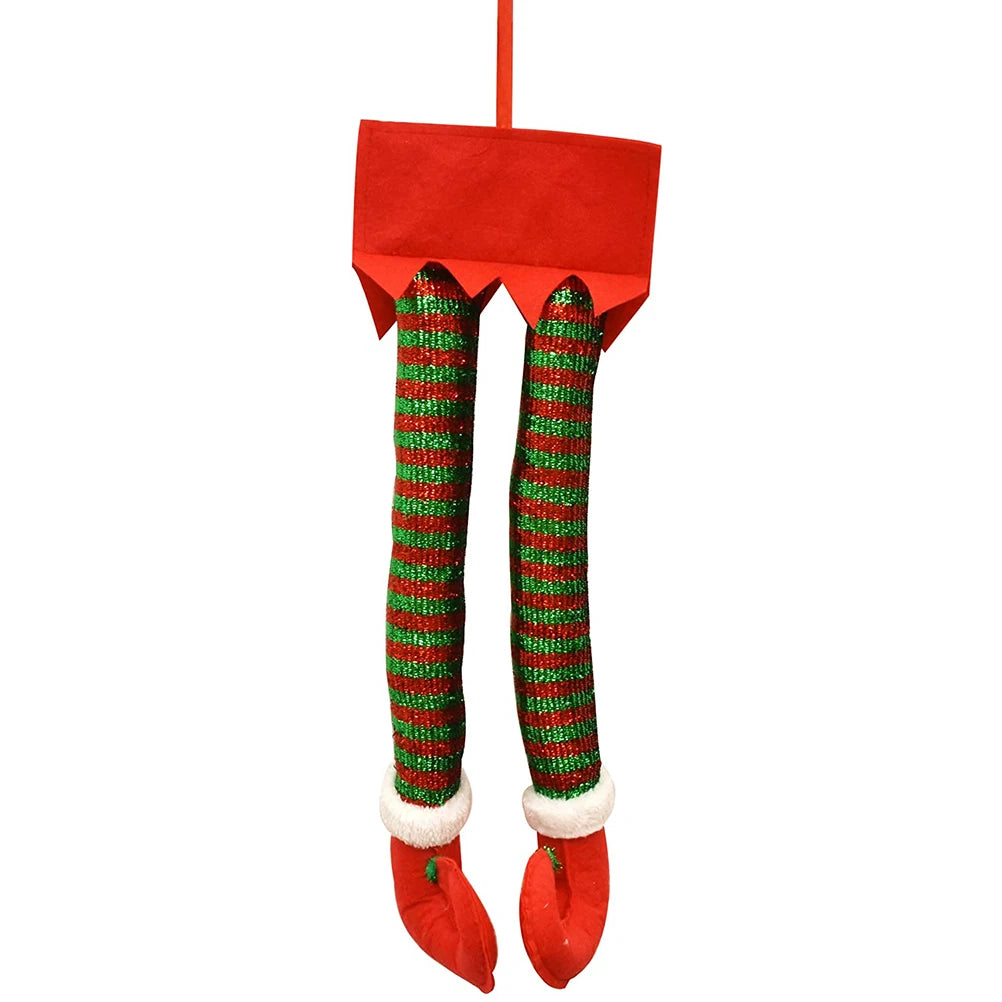 Christmas Santa Elf Legs Plush Stuffed Feet with Shoes Christmas Tree Hanging Decorative Ornament Christmas Decorations