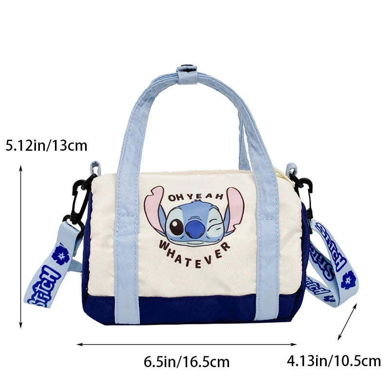 Stitch Canvas Shoulder Bag For Women Cartoon Strawberry Bear Casual Crossbody Bag Daily Commuting