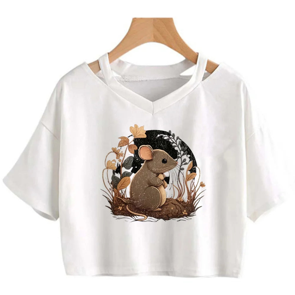 Goblincore 2000s aesthetic graphic  crop top Woman cute 2000s aesthetic manga t-shirts tee