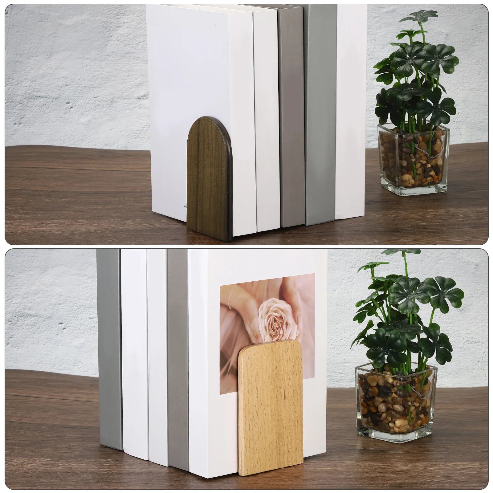 Wooden Desktop Bookends Book Organizer
