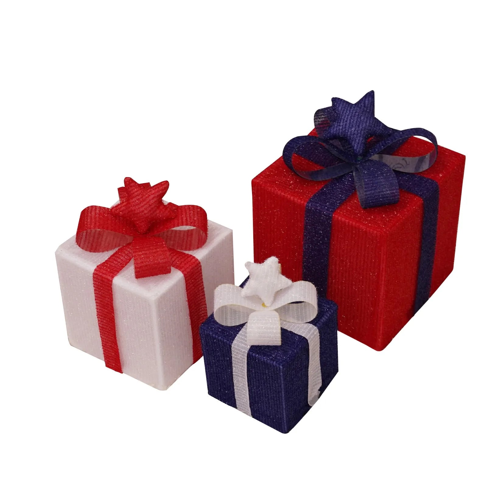 Christmas Decoration 3pcs Transparent Plastic Christmas Gift Boxes With Warm White LED Lights Christmas Tree Skirt Ornament