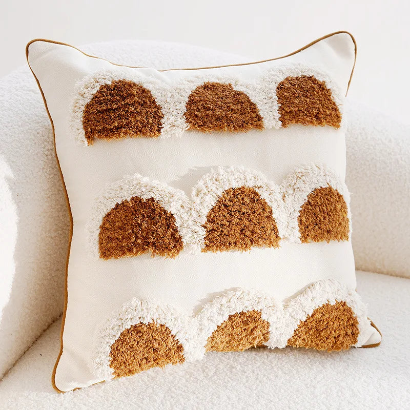 Boho Cushion Cover 45X45cm Moroccan Beige Brown Decorative Pillows for Sofa Jacquard Embroidery Pillowcase Home Supplies