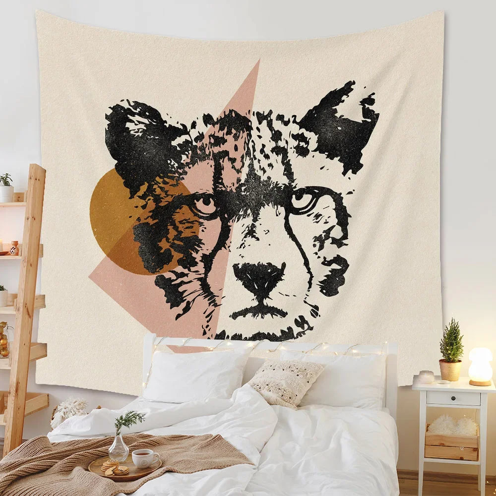 Boho Background Illustration Mural Decor Geometric Tapestry Wall Hanging Bedroom Aesthetic  Blanket