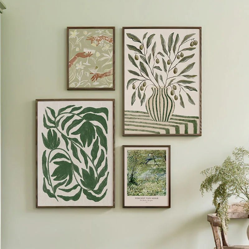 Cocktail Vase Leaves Flower Wall Art