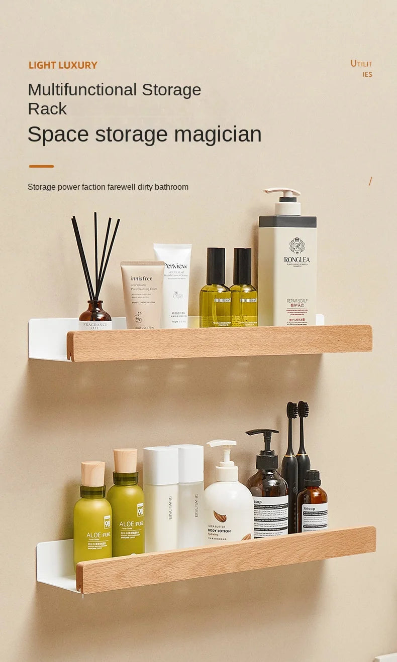 Beech wood bathroom storage rack