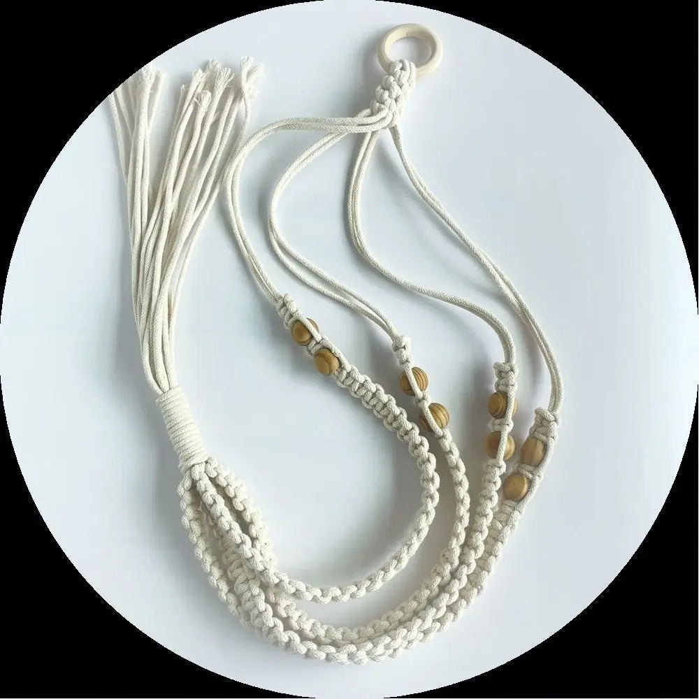 Boho Cotton Rope Hanger Flower Pot Handmade 4 Legs Plant Hanger Creativity Hollowed-out Design Tassel Hanging Basket Outdoor