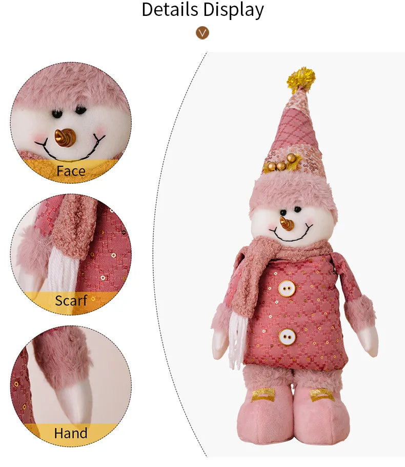 hristmas Decoration Pink Telescopic Doll Santa Claus Snowman Elk Various Standing Positions Holiday Atmosphere Christmas Gift