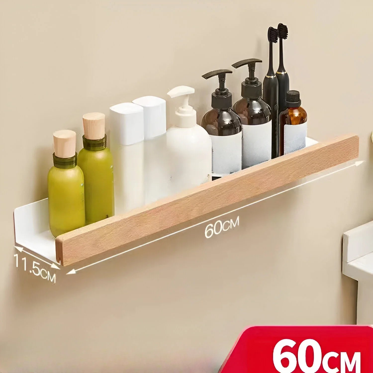 Beech wood bathroom storage rack