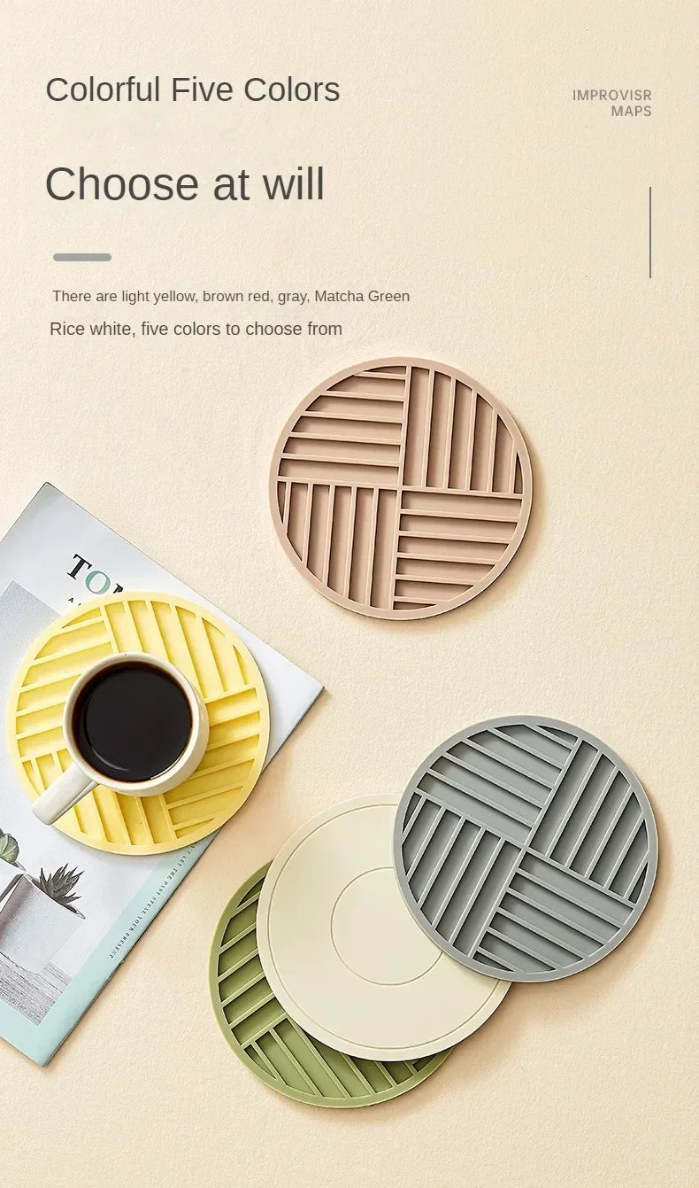 High Temperature Resistant Thickened Silicone Coaster Round Microwave Oven Mat Silicone Mat Placemat Heat Insulation Mat