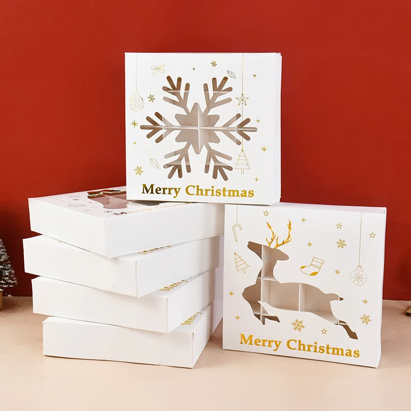 Christmas Cookie Gifts Boxes Candy Snack Packing Bags Merry Christmas  Decorations For Home Xmas Wrapping 2025 New Year Gift Box